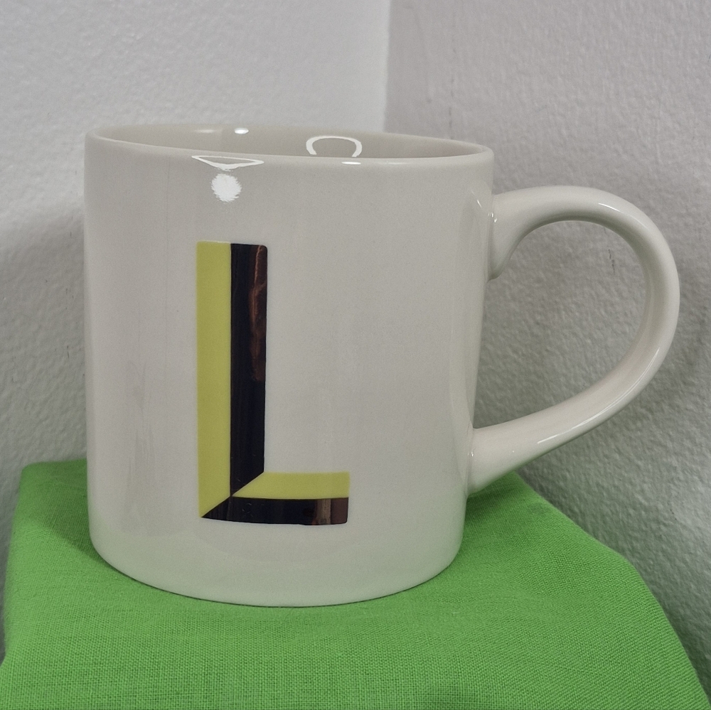 Opal House Monogram Letter 'L' Stoneware Coffee Mug 16 oz NWOT